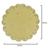 Bandeja Redonda Trabalhada de Madeira Crua MDF - Tamanho: 30 x 12 cm - Ref. Nice540