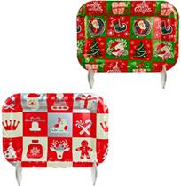 Bandeja retangular 15x20cm Natal de plástico 5 unidades - Fuxing