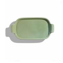 Bandeja Retangular 20cm Verde Chá P Assar e Servir Porcelana Bandeja Retangular 20cm Verde Chá P Assar e Servir Porcelana