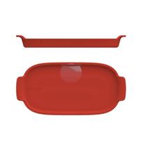 Bandeja Retangular 25 cm Vermelha M Assar e Servir Porcelana
