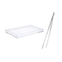 Bandeja Retangular 25cm e Pinça Empratamento Inox Buffet 2un Bandeja Retangular 25cm e Pinça Empratamento Inox Buffet 2un