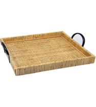 Bandeja Retangular 34cm Por 23,5cm De Fibra Natural Com Alça Bali