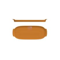 Bandeja Retangular 37 cm GG Amarela Assar e Servir Porcelana