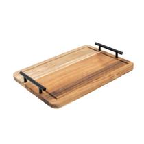 bandeja retangular 40cm de madeira acácia com alças - Oikos
