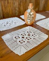 Bandeja Retangular 40x30cm Lisa Crochê Artesanal Artesanal