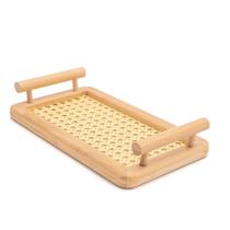 Bandeja Retangular Bambu Com alça e Textura De Palha - Oikos Bandeja Retangular Bambu Com alça e Textura De Palha - Oikos