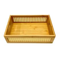 Bandeja Retangular Bambu Palha Rattan Artesanal