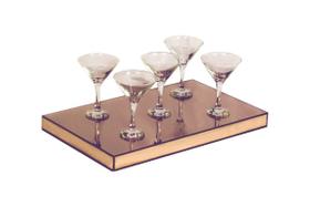 Bandeja Retangular Bronze Espelhada Taças Bar Luxo 50X25 - Inova Decor