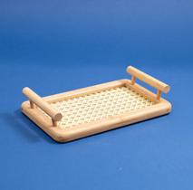 Bandeja retangular c/ alças - bambu e palhinha