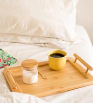 Bandeja retangular c/ alças - bambu