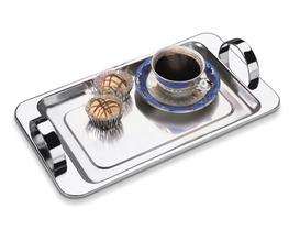 Bandeja Retangular Cafézinho Com Alças 30x17 Cm Aço Inox Chá Café Serviço De Mesa Aparador Bar Banheiro Casa Decorativa