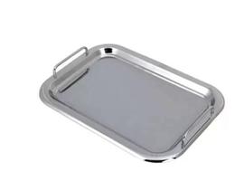 Bandeja Retangular Com Alça Em Aço Inox 41X29Cm