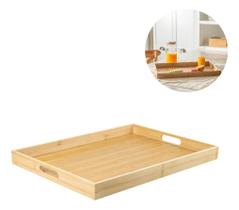 Bandeja Retangular Com Alças Sense 48x35x4cm Bambu Ou