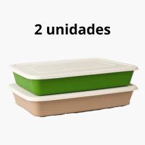 Bandeja Retangular com Tampa 5 Litros 1/2/3 unidades