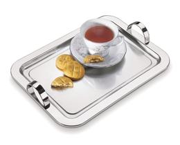 Bandeja Retangular De Aço Inox Com Alças 34x25 Café Chá Decorativa Serviço De Mesa Aparador Bar Bebidas Banheiro Casa Cozinha