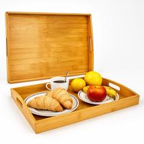 Bandeja Retangular de Bambu c/ Alça Lateral 33x22cm p/ Café Decoração Cantinho Bandeja Pequena Yab Bandeja Retangular de Bambu c/ Alça Lateral 33x22cm p/ Café Decoração Cantinho Bandeja Pequena Yab