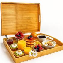 Bandeja Retangular de Bambu c/ Alça Lateral 40x28cm p/ Café Decoração Cantinho Bandeja Média Yab Bandeja Retangular de Bambu c/ Alça Lateral 40x28cm p/ Café Decoração Cantinho Bandeja Média Yab