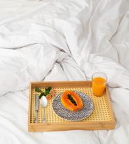 Bandeja retangular de bambu c/ palha - 39cm