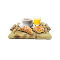 Bandeja Retangular de Bambu com Alças Petisqueira Cesto Decorativo para Servir