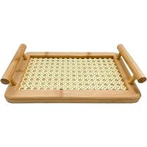 Bandeja Retangular de Bambu Palhinha 25cm Bandeja Retangular de Bambu Palhinha 25cm