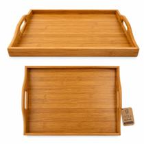 Bandeja Retangular De Bambu Para Servir e Decorar 40x30cm Bandeja Retangular De Bambu Para Servir e Decorar 40x30cm