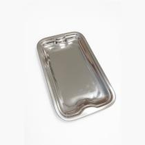 Bandeja Retangular de Inox 30 cm Design Moderno e Resistente para Servir, Decorar e Organizar