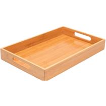 Bandeja retangular de madeira com alça para servir ou cantinho do café 40cm Bandeja retangular de madeira com alça para servir ou cantinho do café 40cm