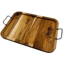 Bandeja Retangular De Madeira Teca Com Alça Para Servir Bandeja Retangular De Madeira Teca Com Alça Para Servir