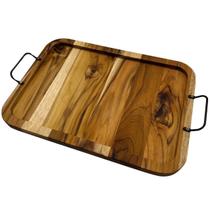 Bandeja Retangular De Madeira Teca Com Alça Para Servir Bandeja Retangular De Madeira Teca Com Alça Para Servir