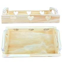 Bandeja Retangular de pinus "Coração" para kit higiene bebê 4 e 5 peças