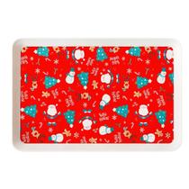 Bandeja Retangular Decoração Natalina 32cm Branca Cor:vermelho