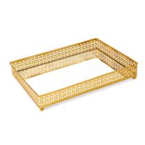 Bandeja Retangular Decorativa Espelhada Dourada 27x19CM 09617 Mart Bandeja Retangular Decorativa Espelhada Dourada 27x19CM 09617 Mart