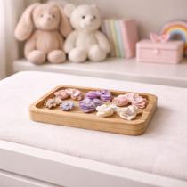 Bandeja Retangular Decorativa Madeira Apoio Quarto Bebê 15cm