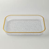 Bandeja Retangular Decorativa Multiuso com Borda Dourada