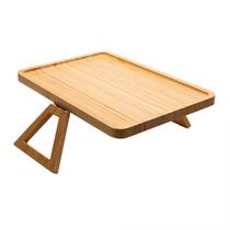 bandeja retangular dobravel braço de sofa 33cm x 23cm bambu