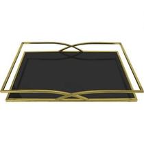 Bandeja Retangular Dourada Envelhecido 40X24X 5 cm - Adely Decor By Day Home