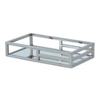 Bandeja retangular em aço inox com espelho P30xL17xA6cm