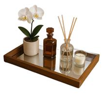 Bandeja Retangular em Madeira e Espelhado Grande 52x32x5 cm Bandeja Retangular em Madeira e Espelhado Grande 52x32x5 cm