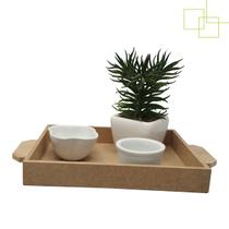 Bandeja Retangular em MDF 6mm Reta Alça Externa Servir Festa Mesa Café 24x19x3