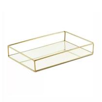 Bandeja Retangular em Metal com Espelho Mart 24x4x12cm Bandeja Retangular em Metal com Espelho Mart 24x4x12cm