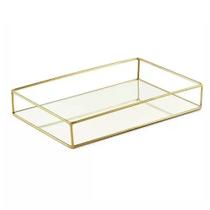 Bandeja Retangular em Metal com Espelho Mart 28x5x18cm Bandeja Retangular em Metal com Espelho Mart 28x5x18cm