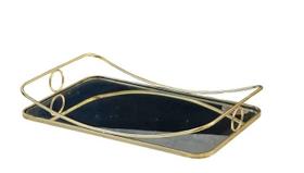Bandeja Retangular em Metal Dourado c/ Espelho 50x30x7cm Bandeja Retangular em Metal Dourado c/ Espelho 50x30x7cm