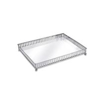 Bandeja Retangular em Metal Prata com Espelho 26 x 19 cm Bandeja Retangular em Metal Prata com Espelho 26 x 19 cm