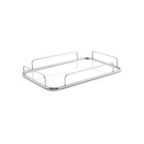 Bandeja Retangular em Metal Prata com Espelho Grande Bandeja Retangular em Metal Prata com Espelho Grande