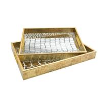 Bandeja Retangular Em Plástico Craquelado Dourado La Home Bandeja Retangular Em Plástico Craquelado Dourado La Home