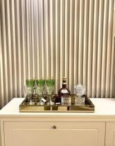 Bandeja Retangular Espelhada Bronze Grande Luxo Taças 60x30