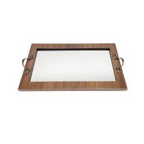 Bandeja Retangular Espelhada Karine 28cm Limoeiro Marrom