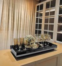 Bandeja Retangular Espelho Fumê Decoração 50X30