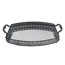 Bandeja Retangular Fez Ferro C/ Espelho E Alça Prata - 28545 Bandeja Retangular Fez Ferro C/ Espelho E Alça Prata - 28545