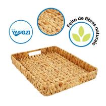 Bandeja Retangular Fibra Natural Grande 40x32x6cm - Yangzi